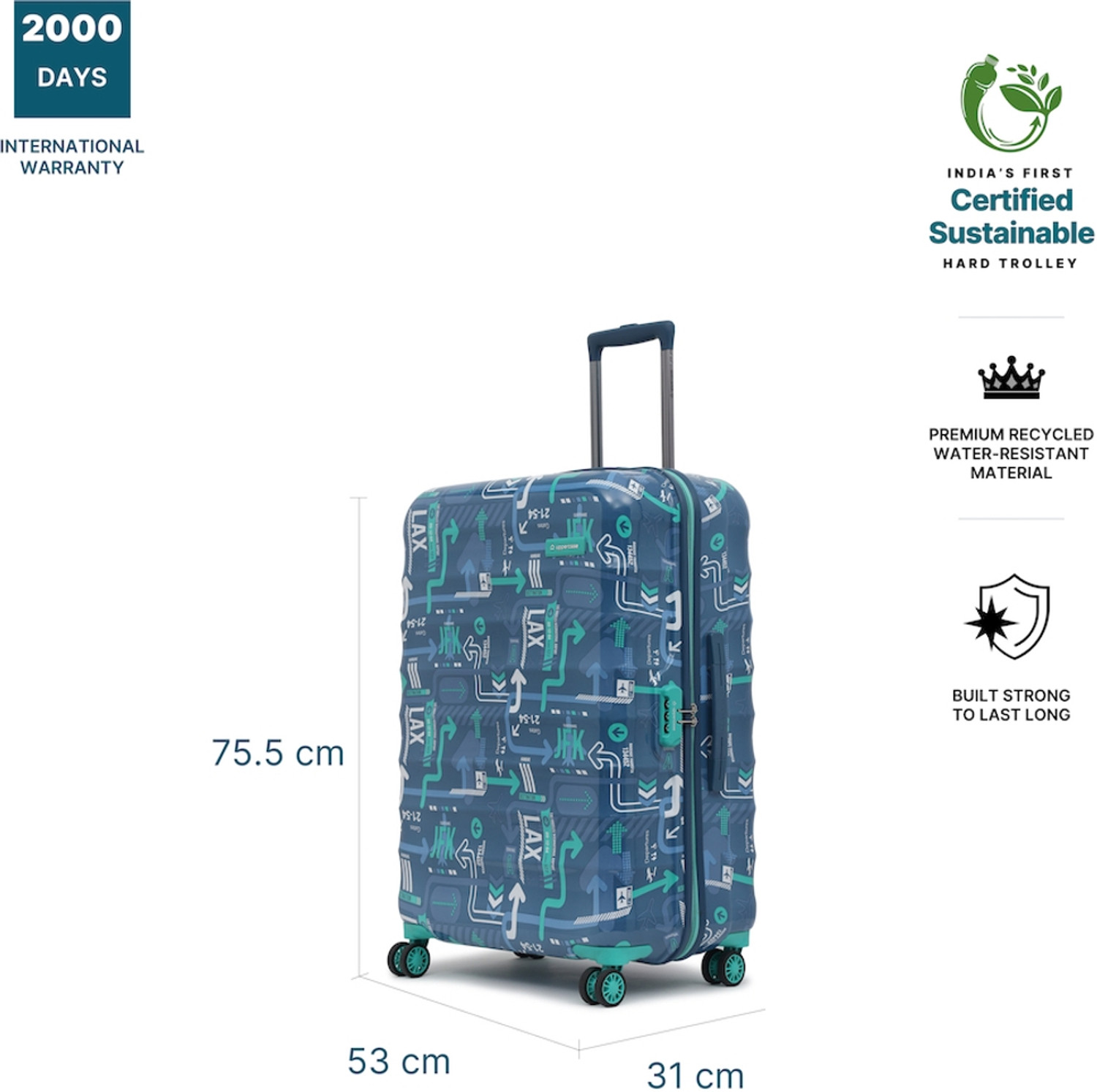 Image of Uppercase JFK Large Check-in 76cm Hardsided Trolley Bag Check-in Suitcase 8 Wheels - 30 inch