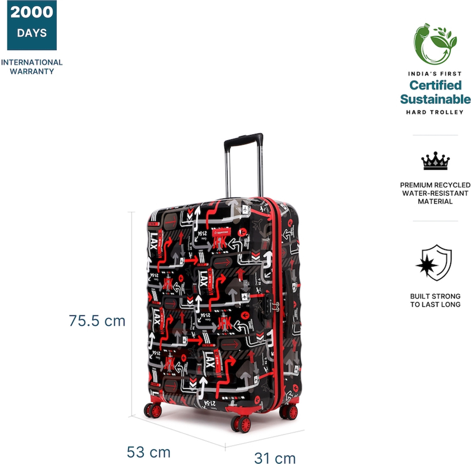 Image of Uppercase JFK Large Check-in 76cm Hardsided Trolley Bag Check-in Suitcase 8 Wheels - 30 inch