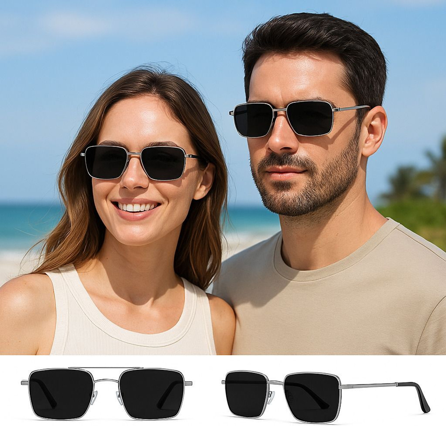Image of Mundkar Mirrored, UV Protection, Polarized Retro Square, Rectangular Sunglasses (16) (For Women, Black)