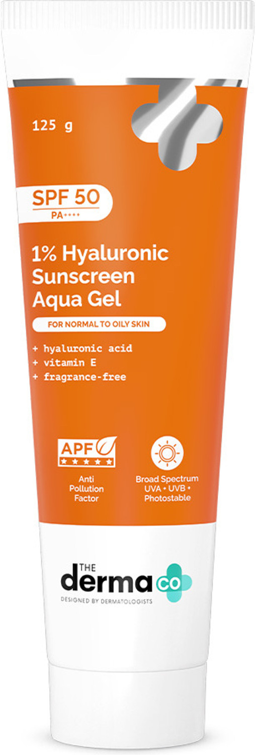 The Derma Co Sunscreen - SPF 50 PA++++ 1% Hyaluronic Aqua Gel Lightwei