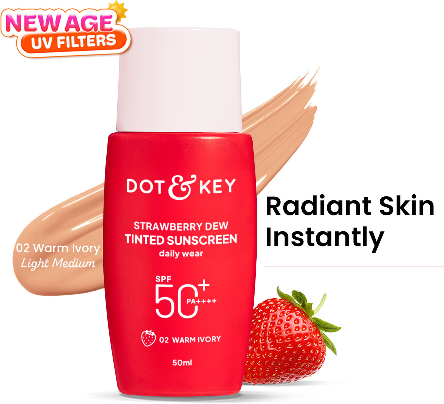 Dot & Key Sunscreen - SPF 50 PA++++ STRAWBERRY DEW TINTED SPF 50+ PA++++ - 02 WARM IVORY
