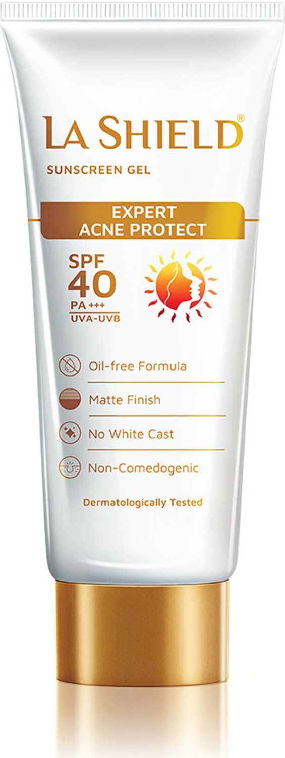 La Shield SPF 40+ and Pa+++ Anti Acne Sunscreen Gel, Unscented, 50 g - SPF 40+ PA+++