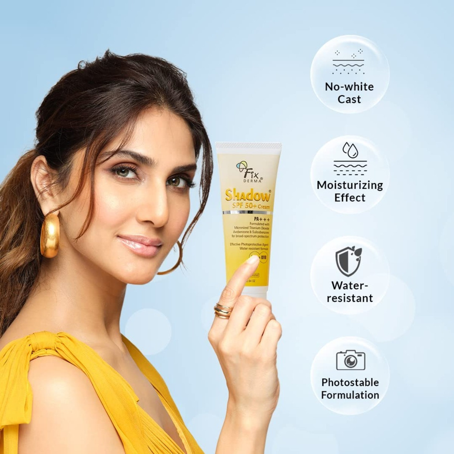 Image of Fixderma Sunscreen - SPF 50 PA+++ Shadow Sunscreen SPF 50+ Cream, for Dry Skin UVA UVB Protection