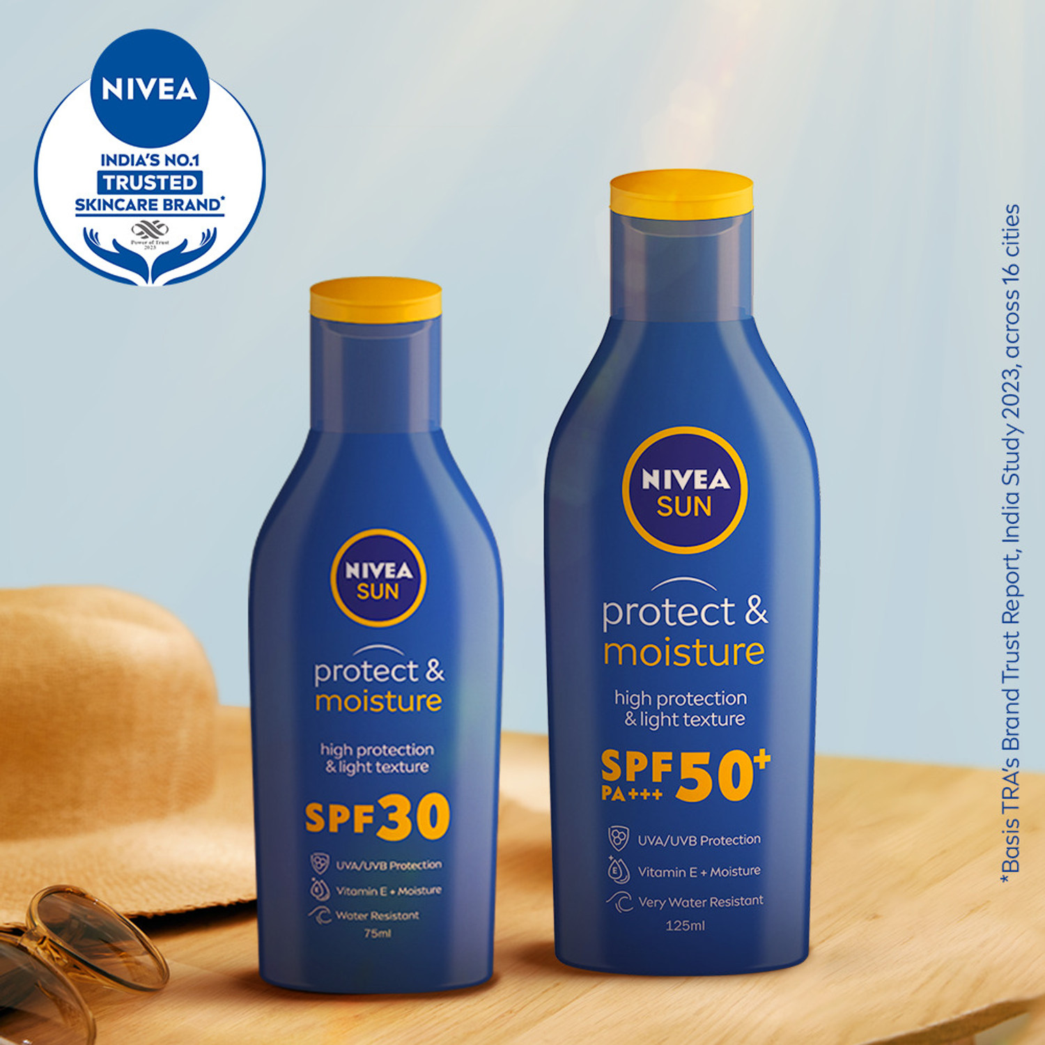 Image of NIVEA Sunscreen - SPF 50+ PA++++ UVA UVB, Moisturizing Lotion with Vitamin E, For Men & Women