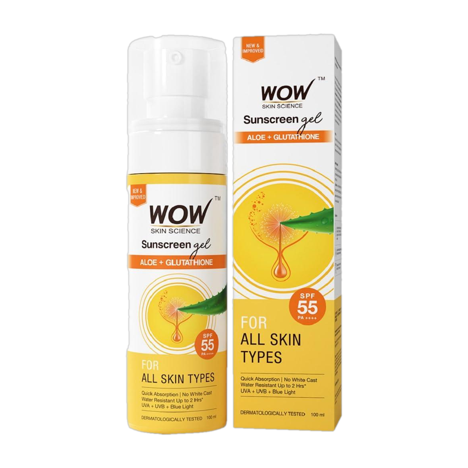 WOW SKIN SCIENCE Sunscreen Matte Finish - SPF 55 PA+++ - Very High Broad Spectrum - UVA &UVB Protection - Quick Absorb - No Parabens, Silicones, Mineral Oil, Oxide, Color & Benzophenone - 100mL - SPF 55 PA+++ PA+++