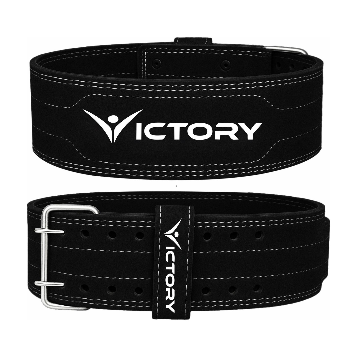 VICTORY Genuine Leather Power Lifting Gym Belt Back & Abdomen Support