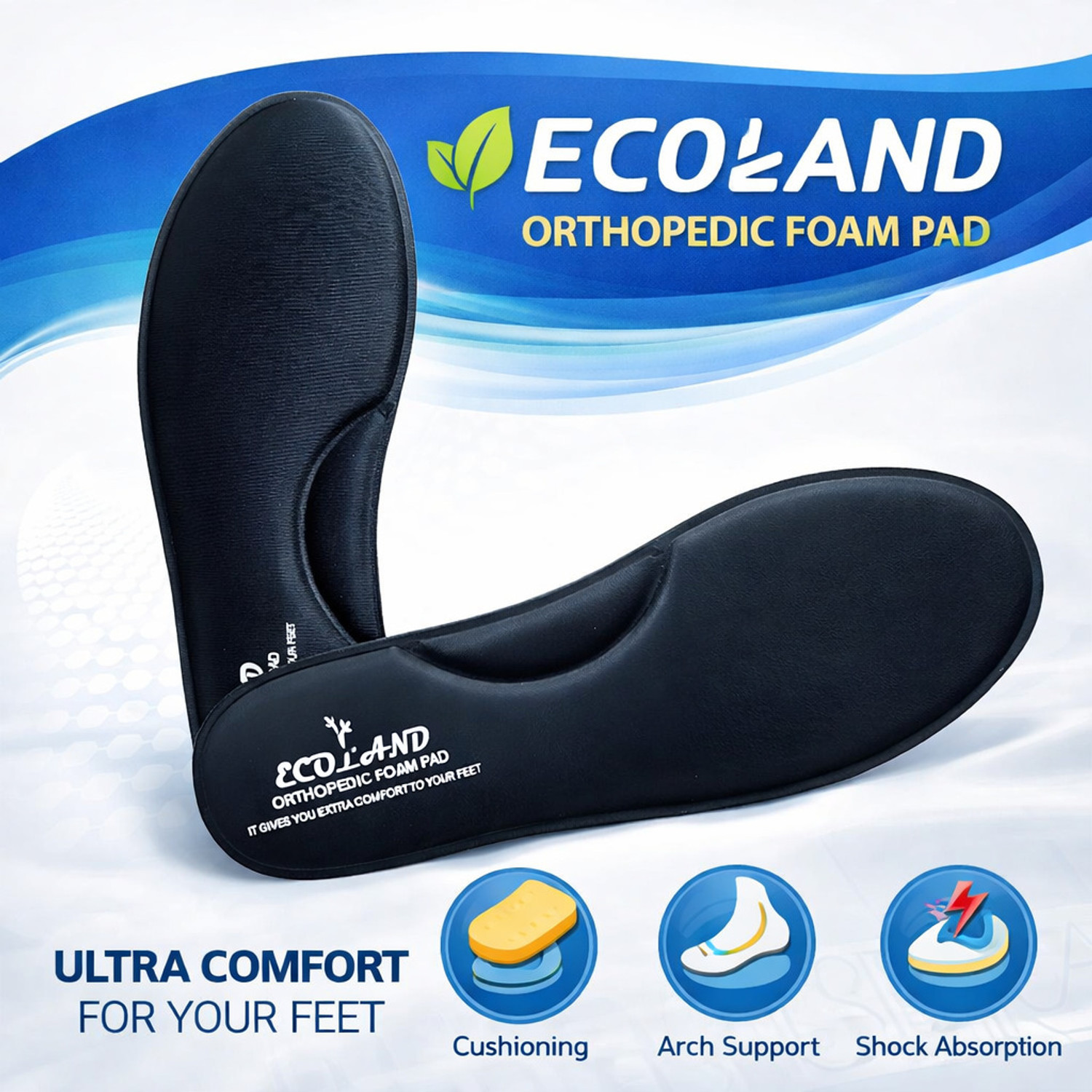 Image of ASTARZ Memory Foam Shoe Insoles Comfortable Insoles Supports Heel Insole (Black)