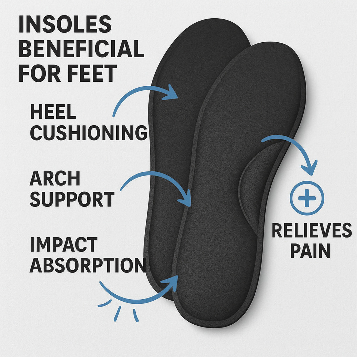 Image of ASTARZ Memory Foam Shoe Insoles Comfortable Insoles Supports Heel Insole (Black)