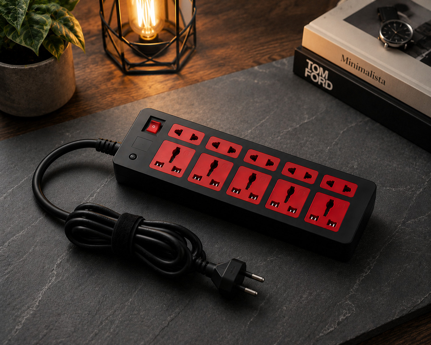 Image of Mopslik Long Wire 4 Port (6 Amp 220 V ) Extension Cord with Switch and LED Indicator 4 Socket Extension Boards (Multicolor, 3 m)