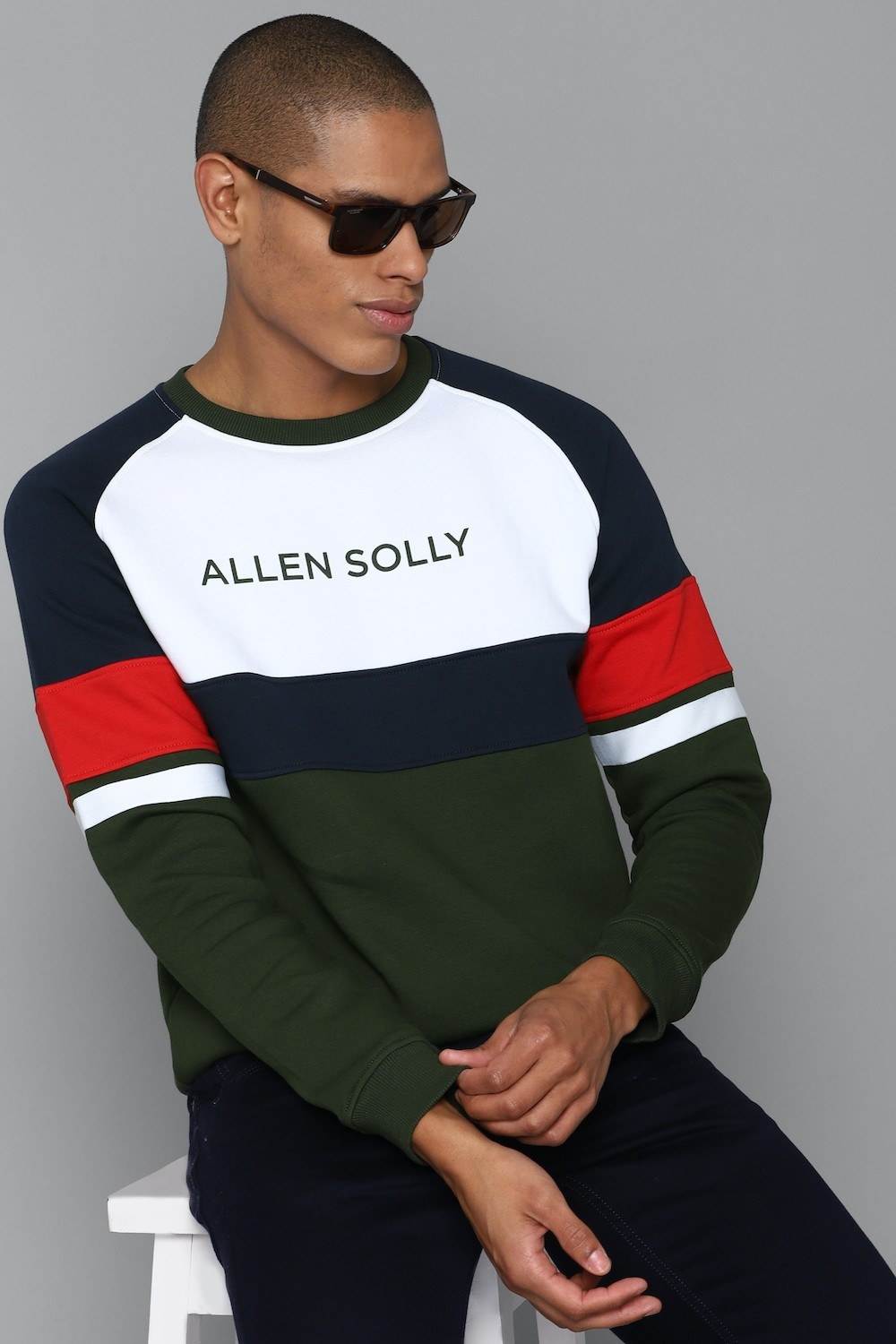 Image of Allen Solly Men Full Sleeve Solid Hooded Sweatshirt