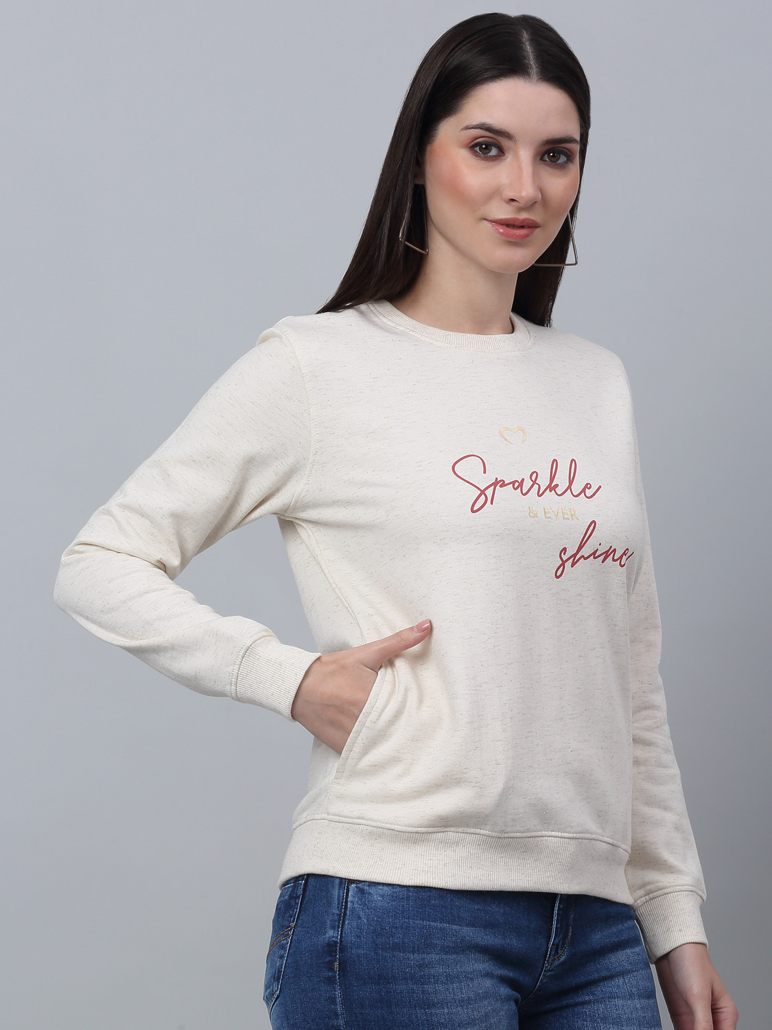 Image of CANTABIL Women Full Sleeve Printed Sweatshirt