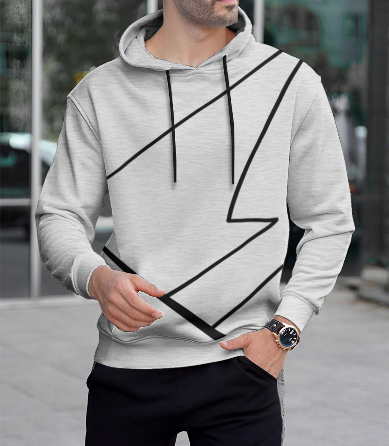 Image of navar Men Full Sleeve Solid Hooded Sweatshirt
