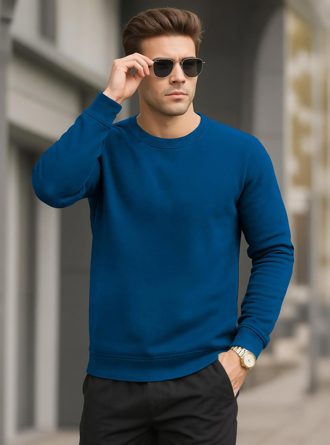 Image of PicPok Men Full Sleeve Solid Hooded Sweatshirt