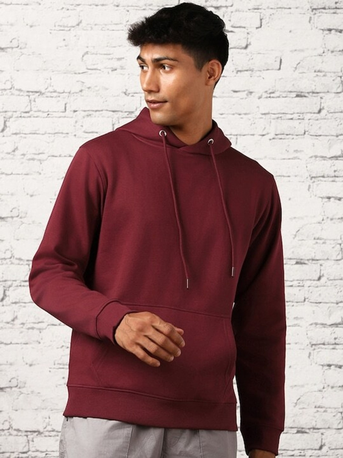 Image of PicPok Men Full Sleeve Solid Hooded Sweatshirt