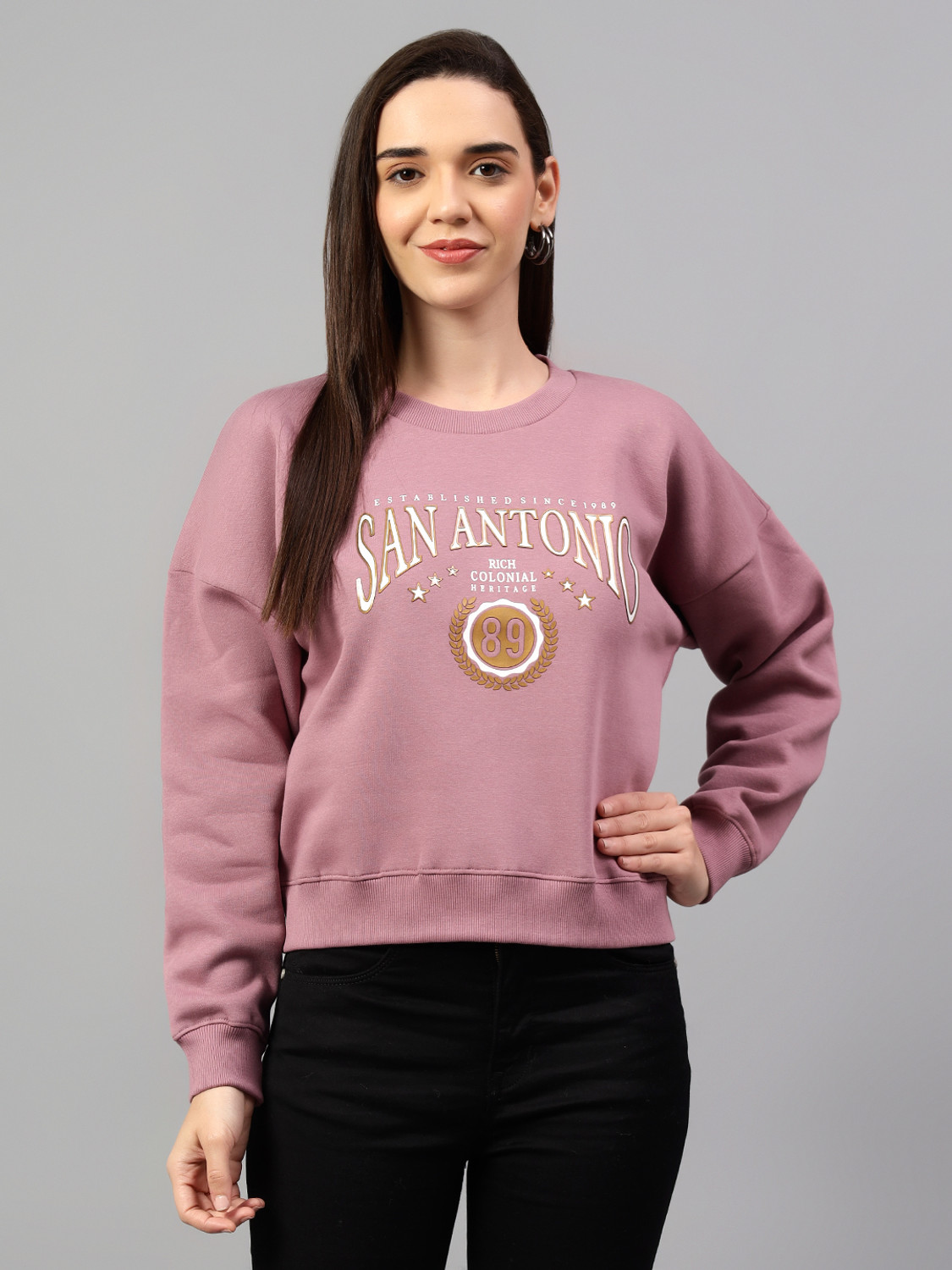 Image of CANTABIL Women Full Sleeve Printed Sweatshirt