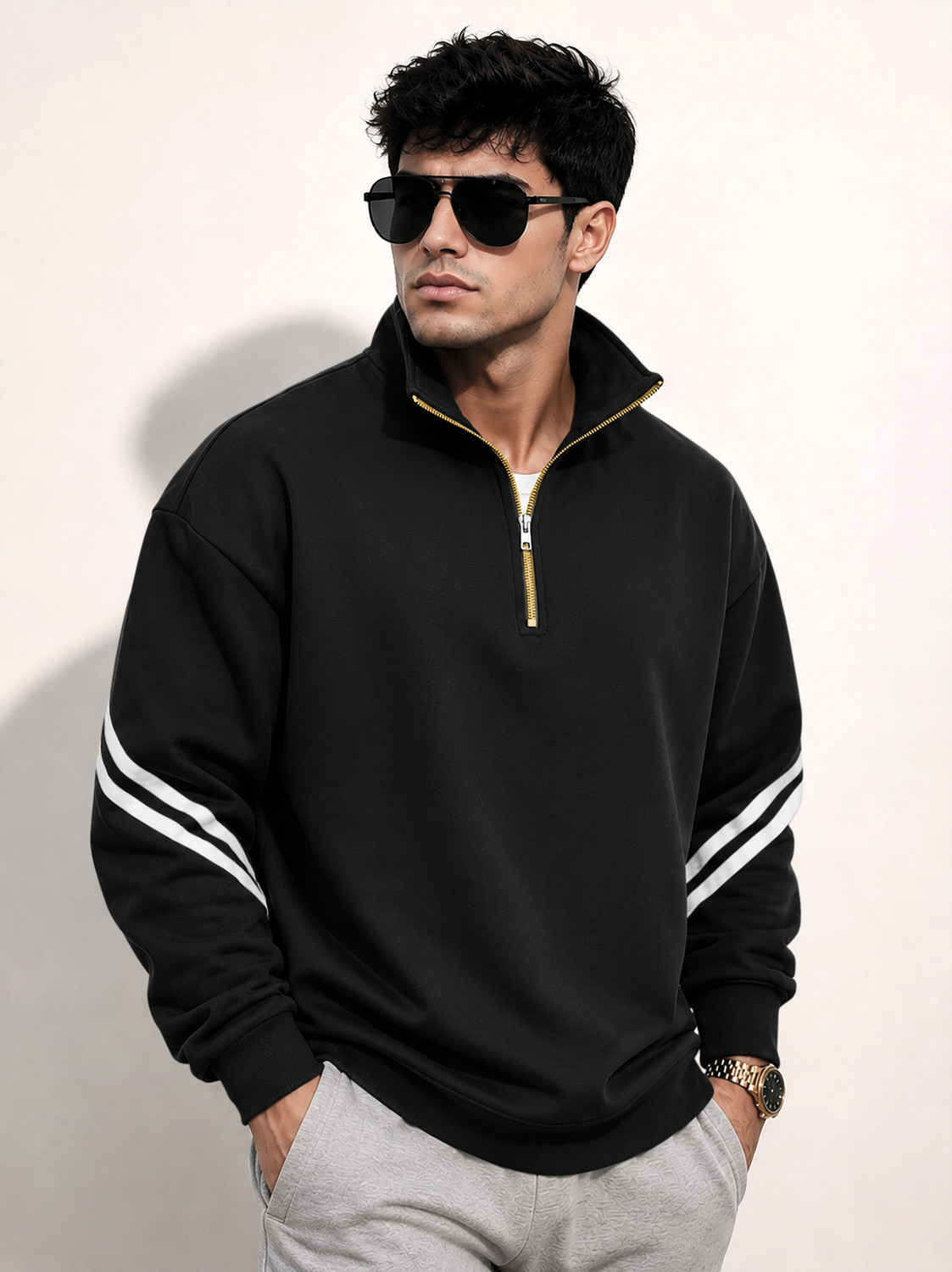 Image of Triptee Men Full Sleeve Solid Sweatshirt