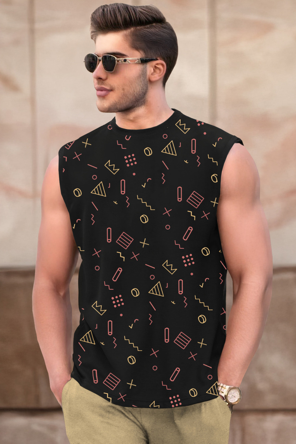 Image of TRIPR Men Solid Mandarin Collar Cotton Blend Dark Green T-Shirt