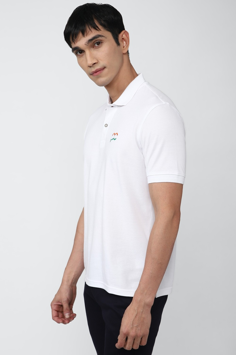 Image of PETER ENGLAND Solid Men Polo Neck White T-Shirt