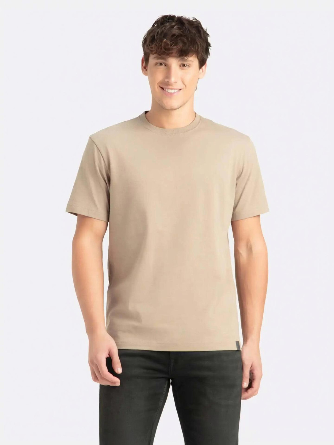 Image of PETER ENGLAND Men Military Camouflage Round Neck Pure Cotton White T-Shirt