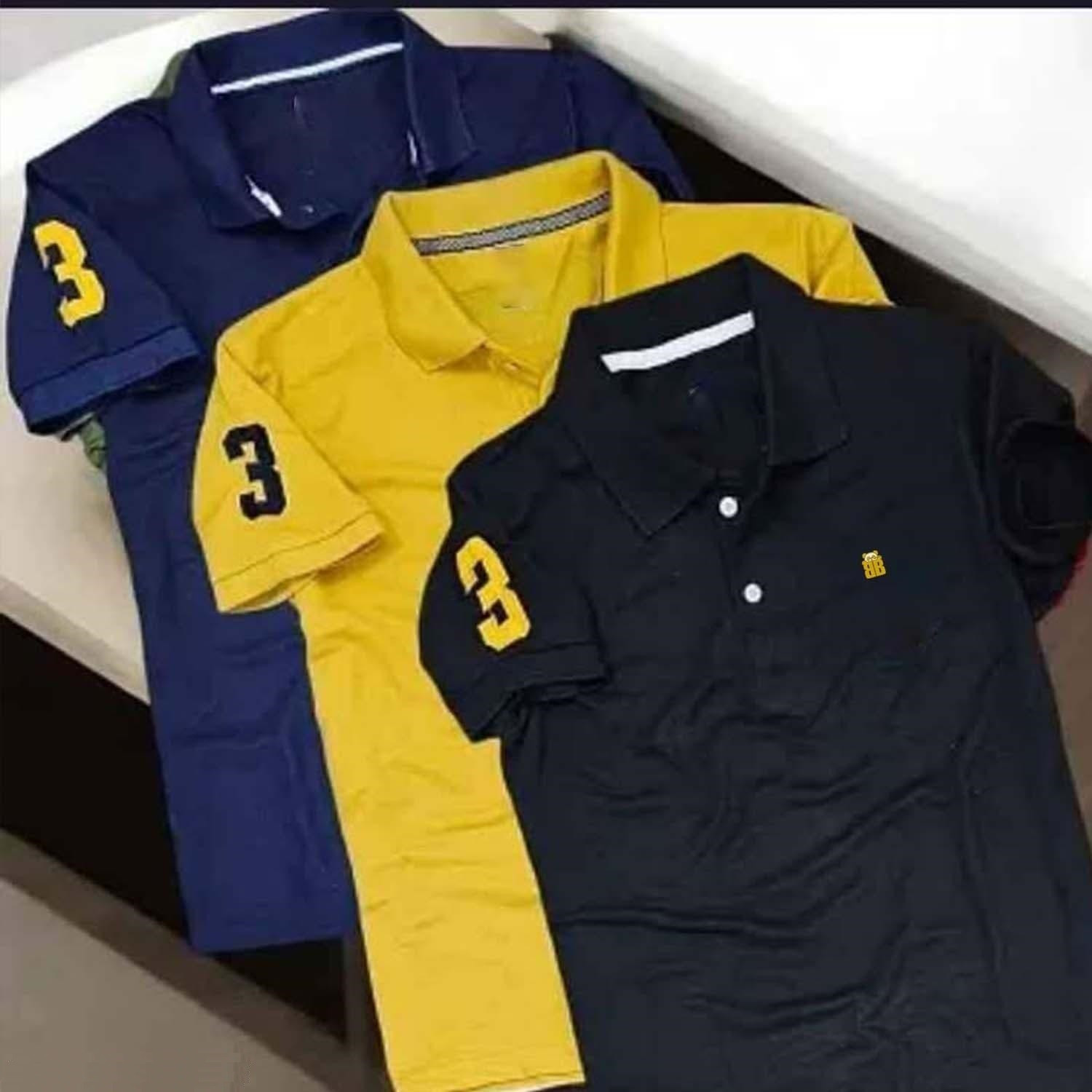 Image of Bliss Bell Pack of 2 Men Solid Polo Neck Cotton Blend Multicolor T-Shirt