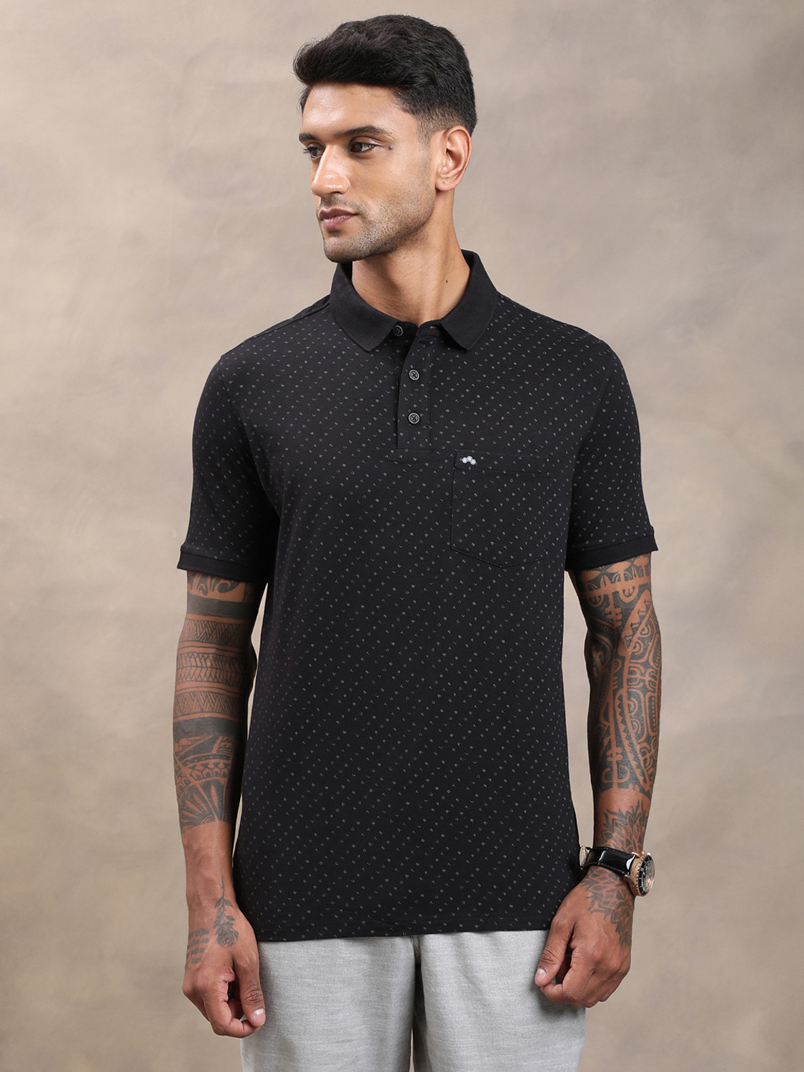 Image of PETER ENGLAND Men Military Camouflage Round Neck Pure Cotton White T-Shirt