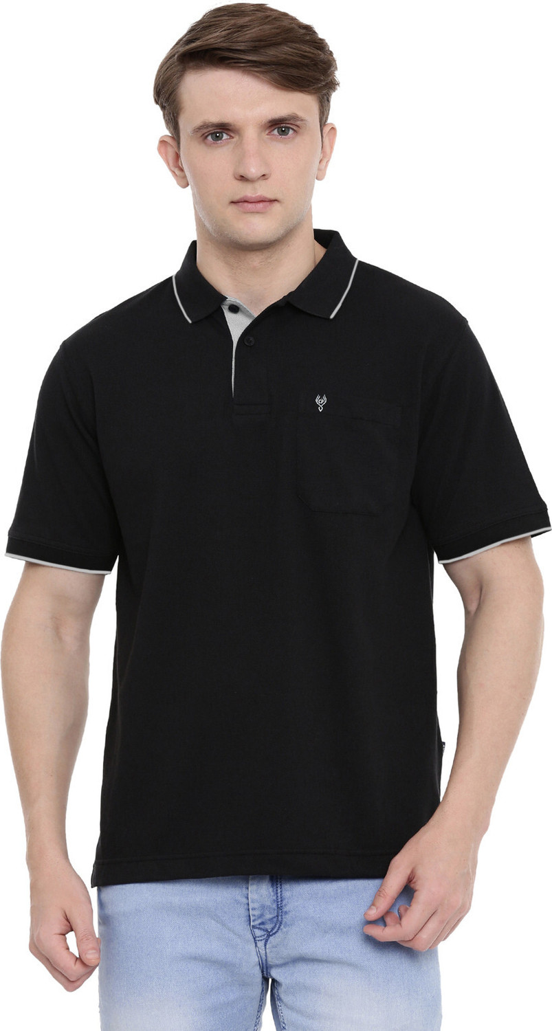 Image of Classic Polo Men Solid Polo Neck Cotton Blend Grey T-Shirt
