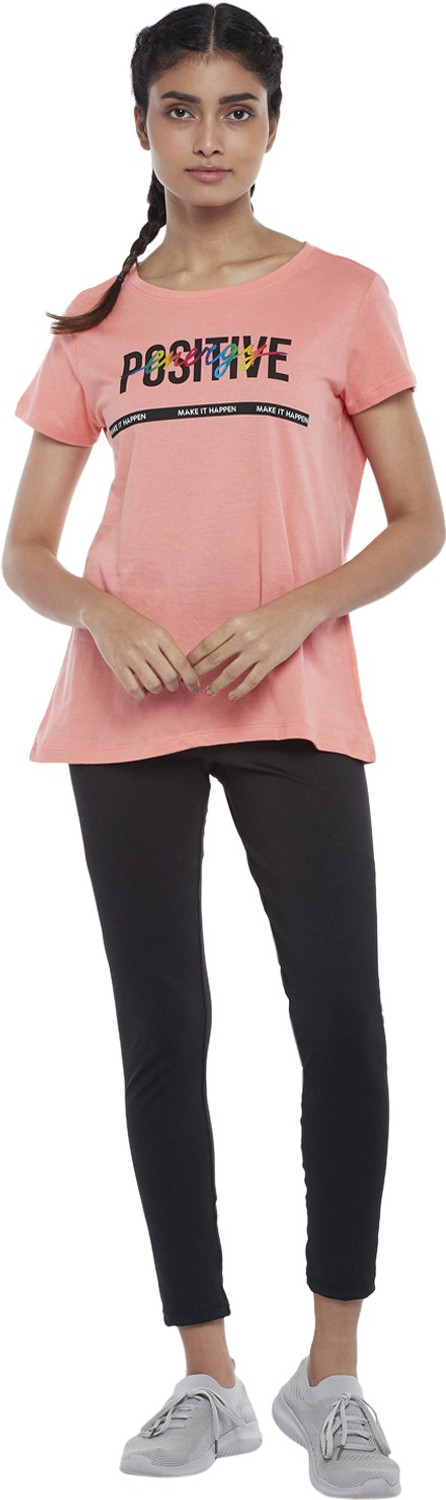 Image of Ajile By Pantaloons Typography Women Round Neck Red T-Shirt