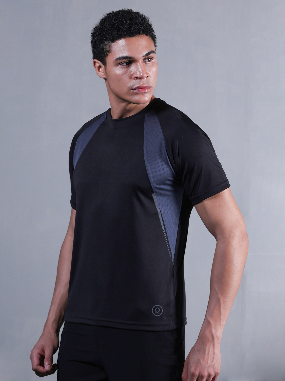 Image of CHKOKKO Men Colorblock Round Neck Polyester Maroon, Black T-Shirt