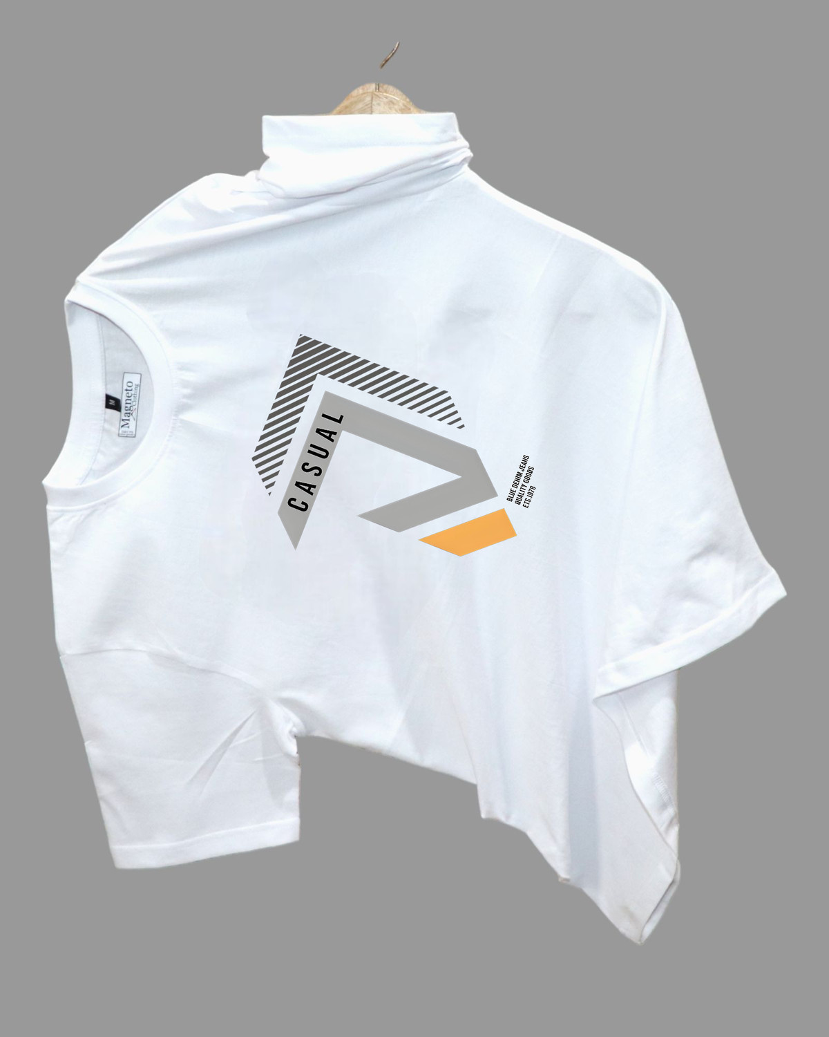 Image of Roadster Men Printed Round Neck Pure Cotton White T-Shirt