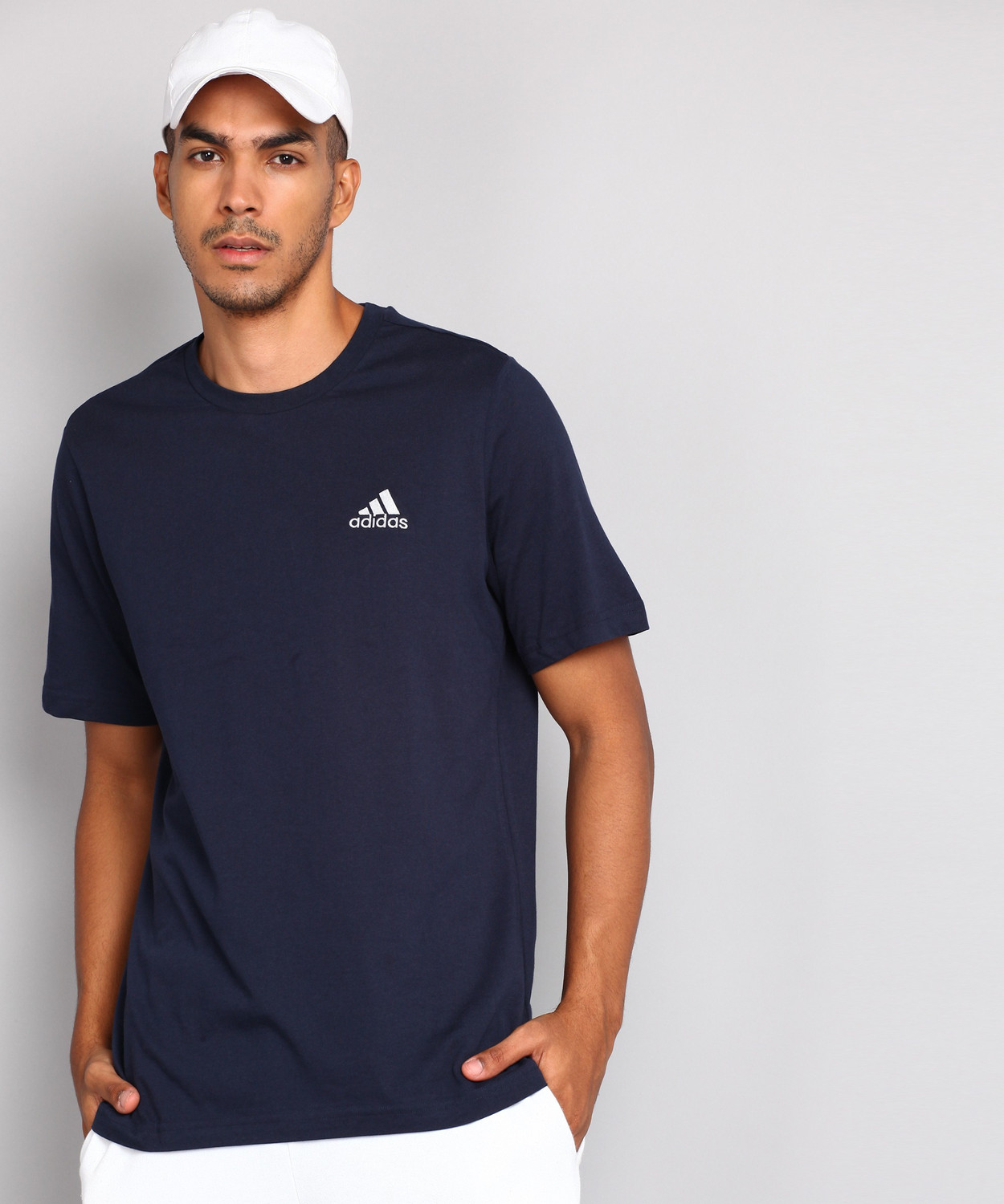 ADIDAS Solid Men Round Neck Blue T-Shirt | Price History