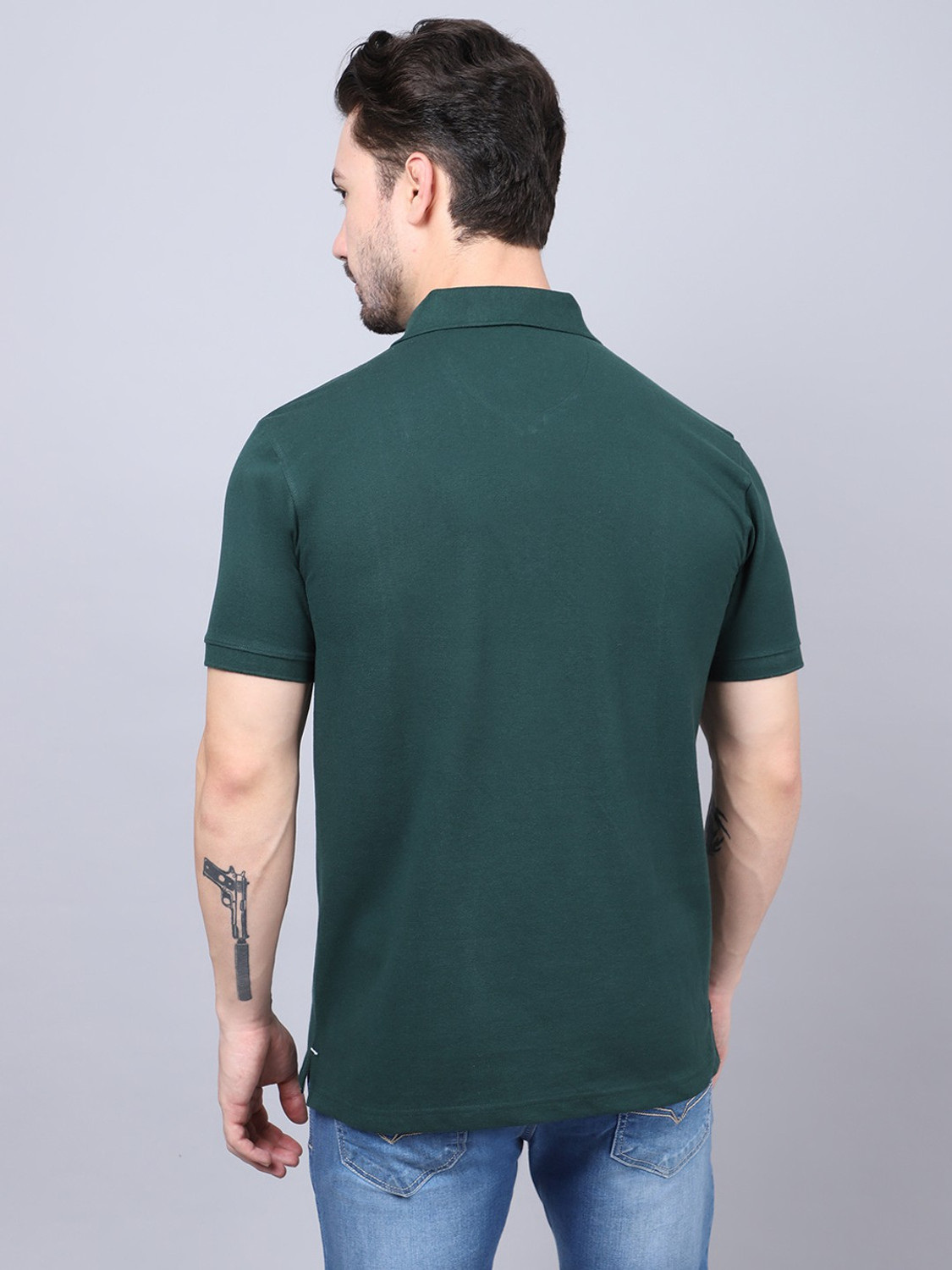 CANTABIL Solid Men Polo Neck Dark Green T Shirt Price History
