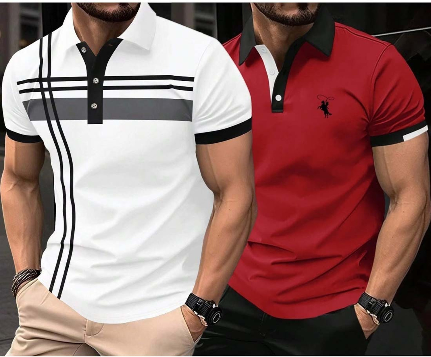 Image of TRIPR Men Solid Mandarin Collar Cotton Blend Dark Green T-Shirt