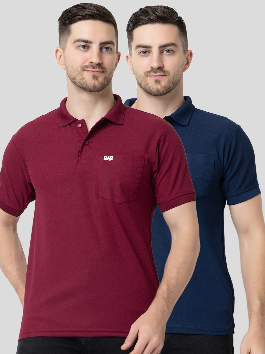 Image of Force NXT Pack of 2 Men Solid Round Neck Pure Cotton Orange, Green T-Shirt