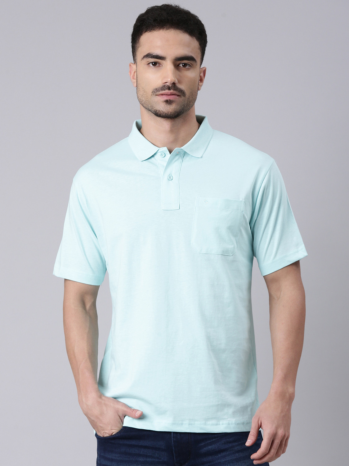 Image of Classic Polo Men Solid Polo Neck Cotton Blend Yellow T-Shirt
