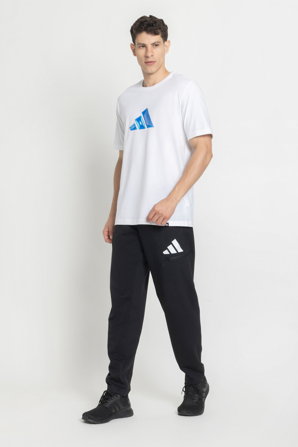 Image of adidas Men Printed Round Neck Cotton Blend Red, White T-Shirt