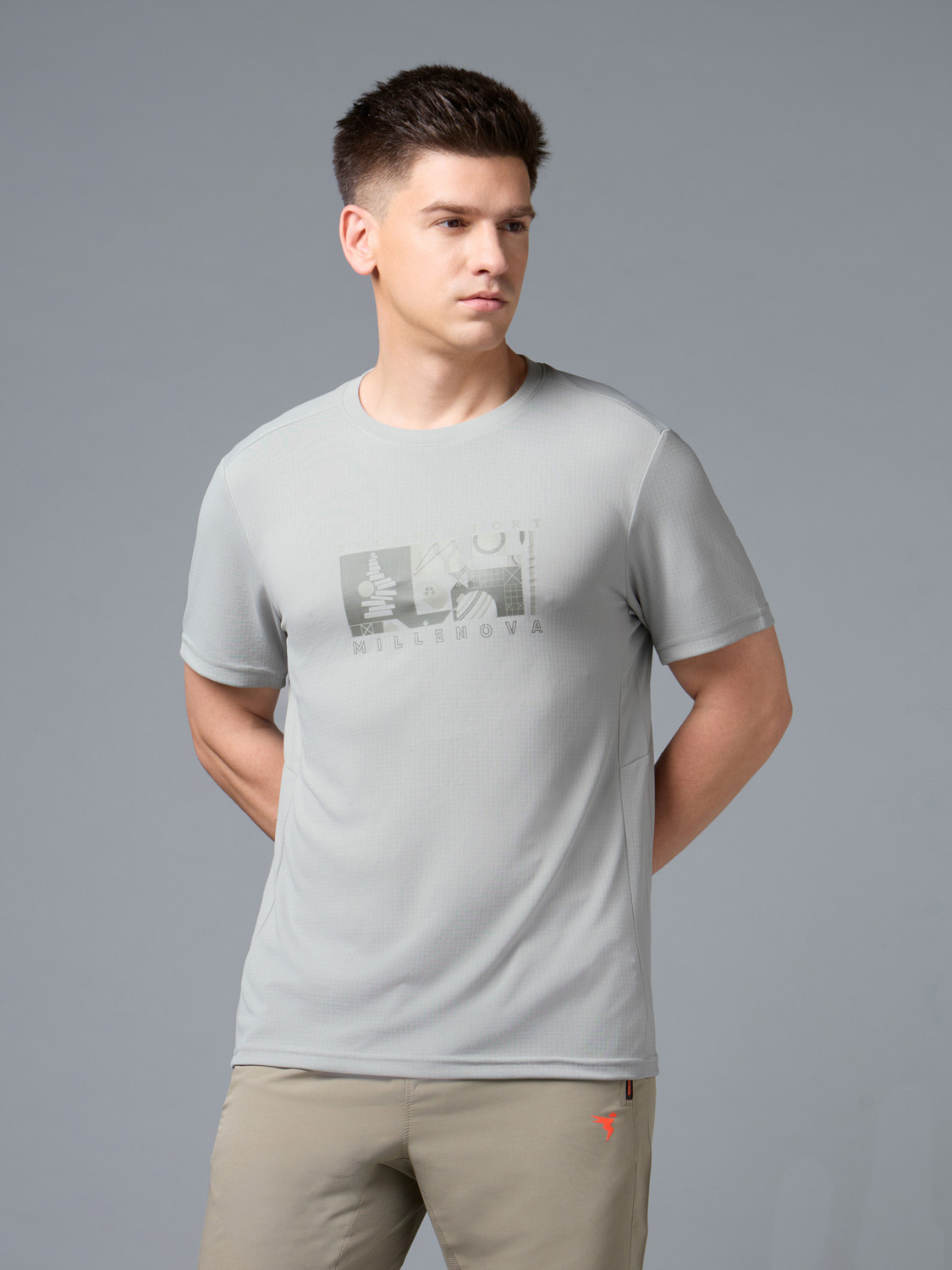 Image of HRX by Hrithik Roshan Men Printed Round Neck Polyester Black T-Shirt