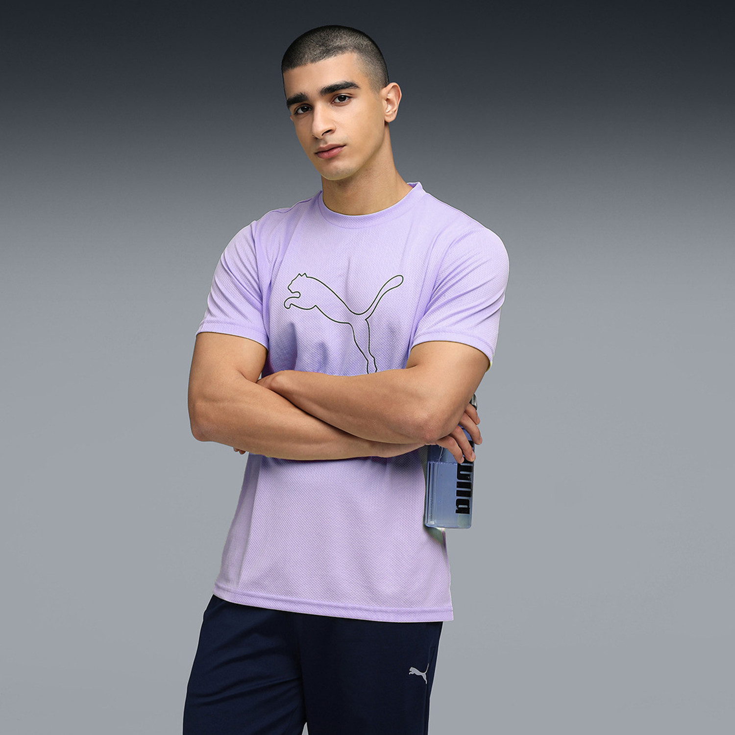 Image of PUMA Men Printed Crew Neck Pure Cotton White T-Shirt