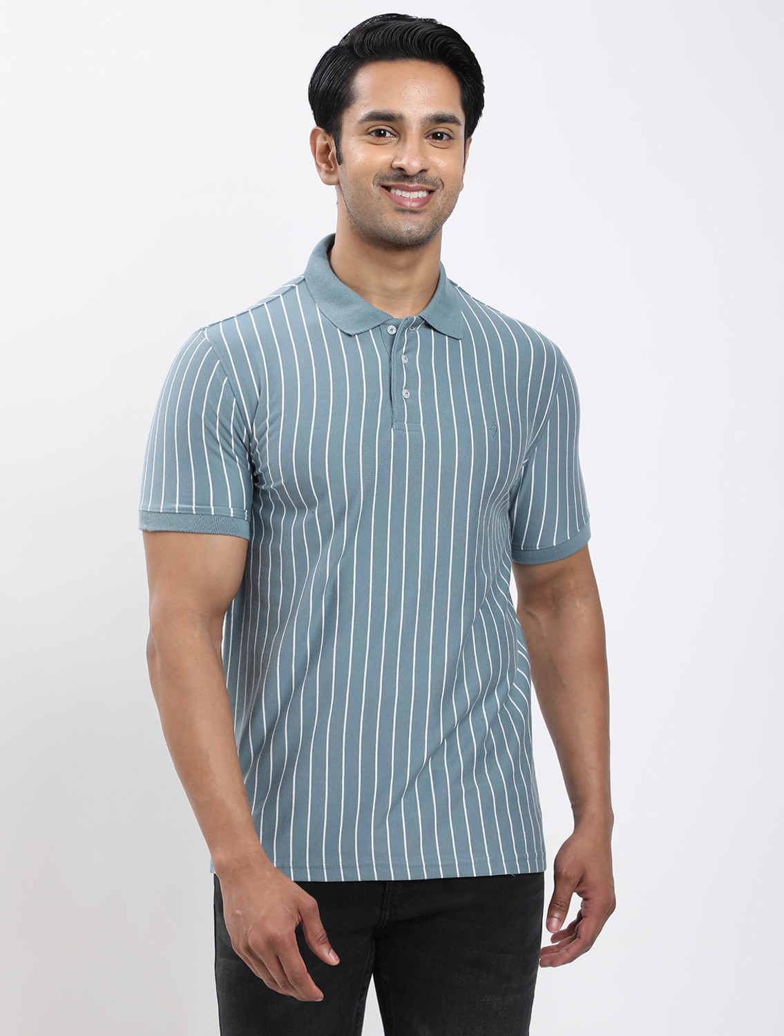 Image of CANTABIL Men Solid Polo Neck Polycotton Yellow T-Shirt