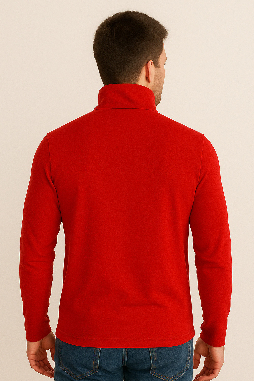 Image of GRIFFON VINCERO Men Solid Mandarin Collar Pure Cotton Red T-Shirt