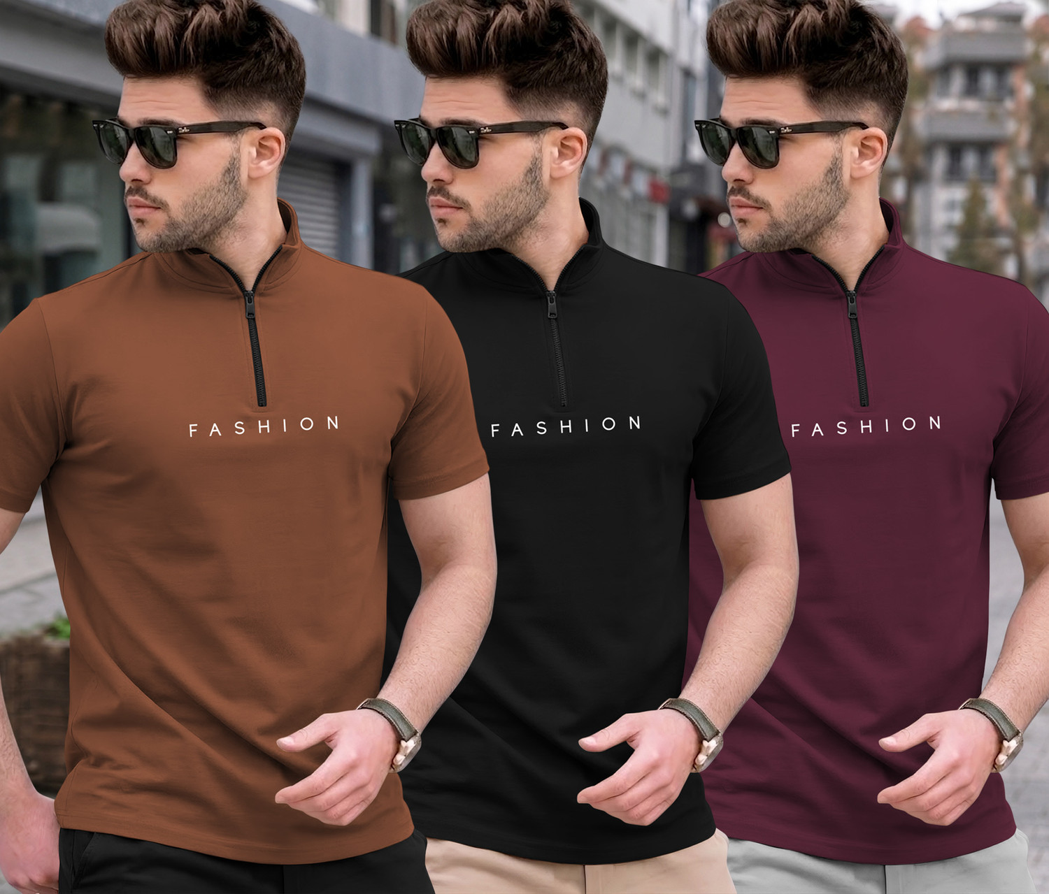 Image of TRIPR Men Solid Henley Neck Cotton Blend Dark Green T-Shirt