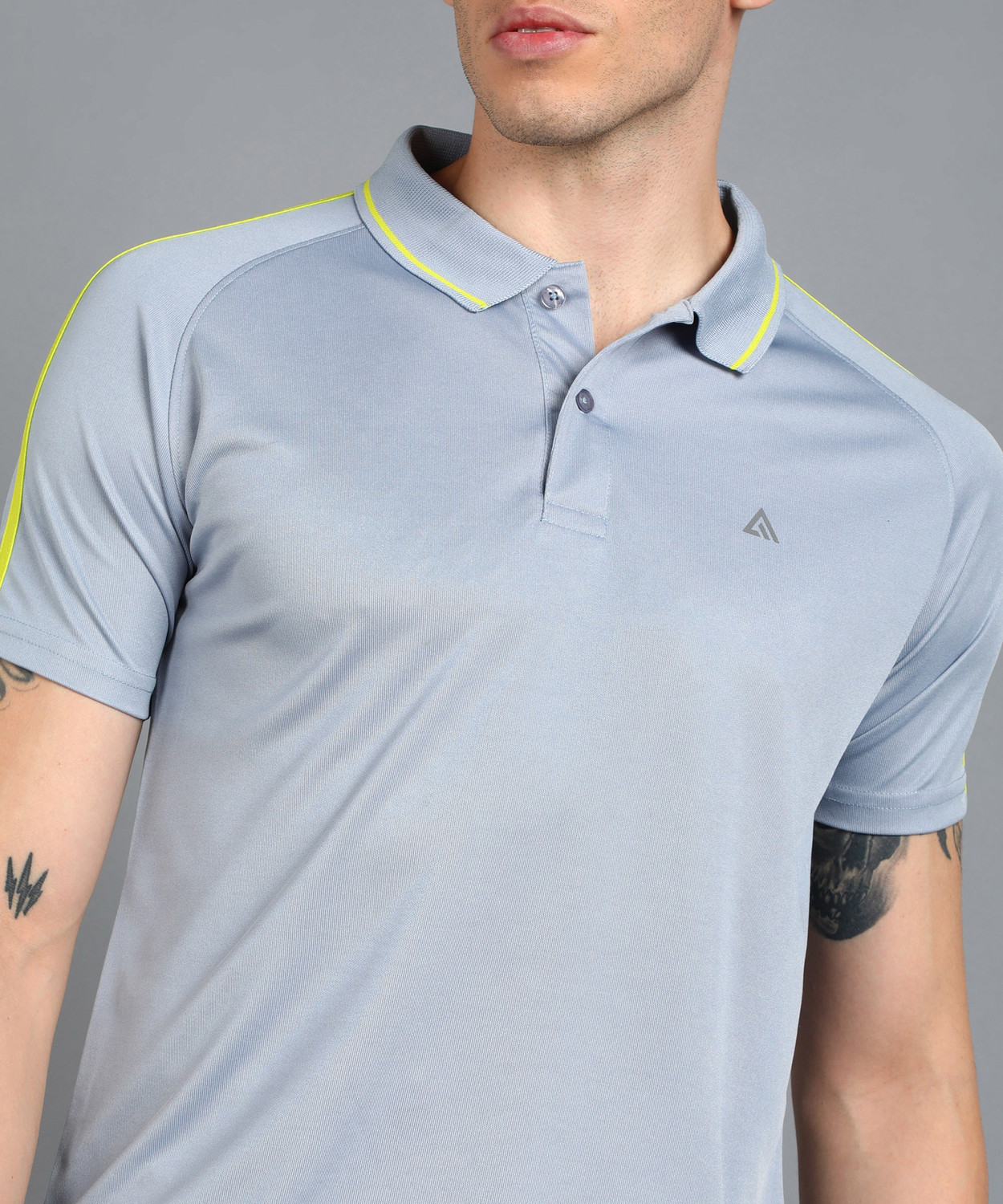 Image of Adrenex Solid Men Polo Neck Light Blue T-Shirt