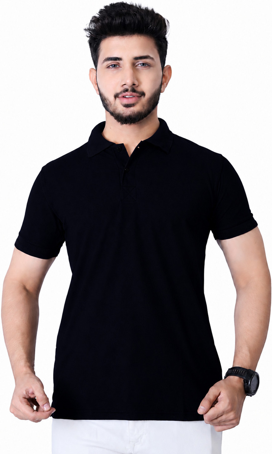 Image of BOOM BAAM Men Self Design Round Neck Polycotton Grey T-Shirt