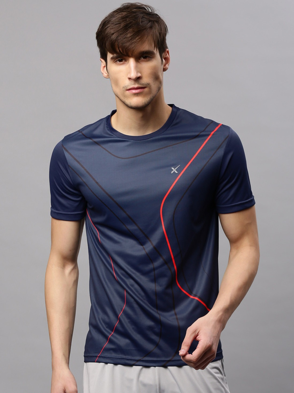 HRX by Hrithik Roshan Striped Men Round Neck Blue T Shirt Price History
