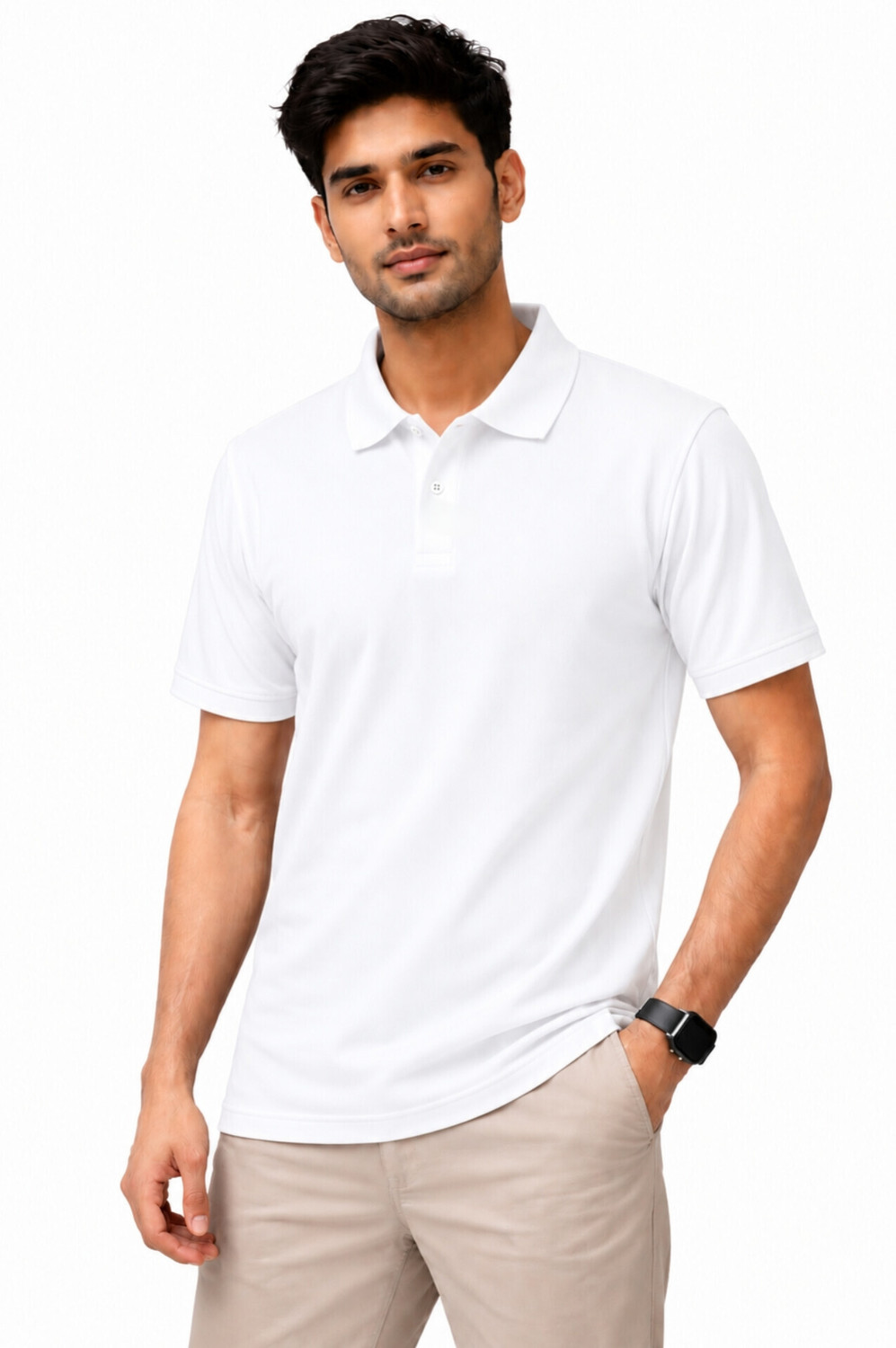 Image of AJNESH COLLECTION Men Solid Round Neck Cotton Blend Dark Green T-Shirt