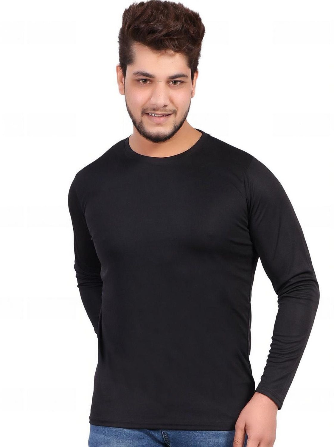 Image of KASPY Men Solid Round Neck Polyester Green T-Shirt