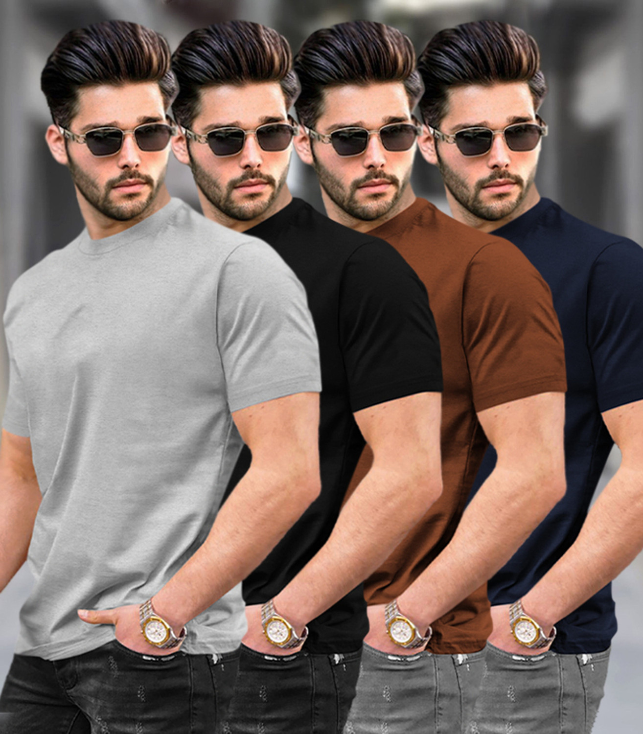 Image of TRIPR Men Solid Mandarin Collar Cotton Blend Maroon T-Shirt