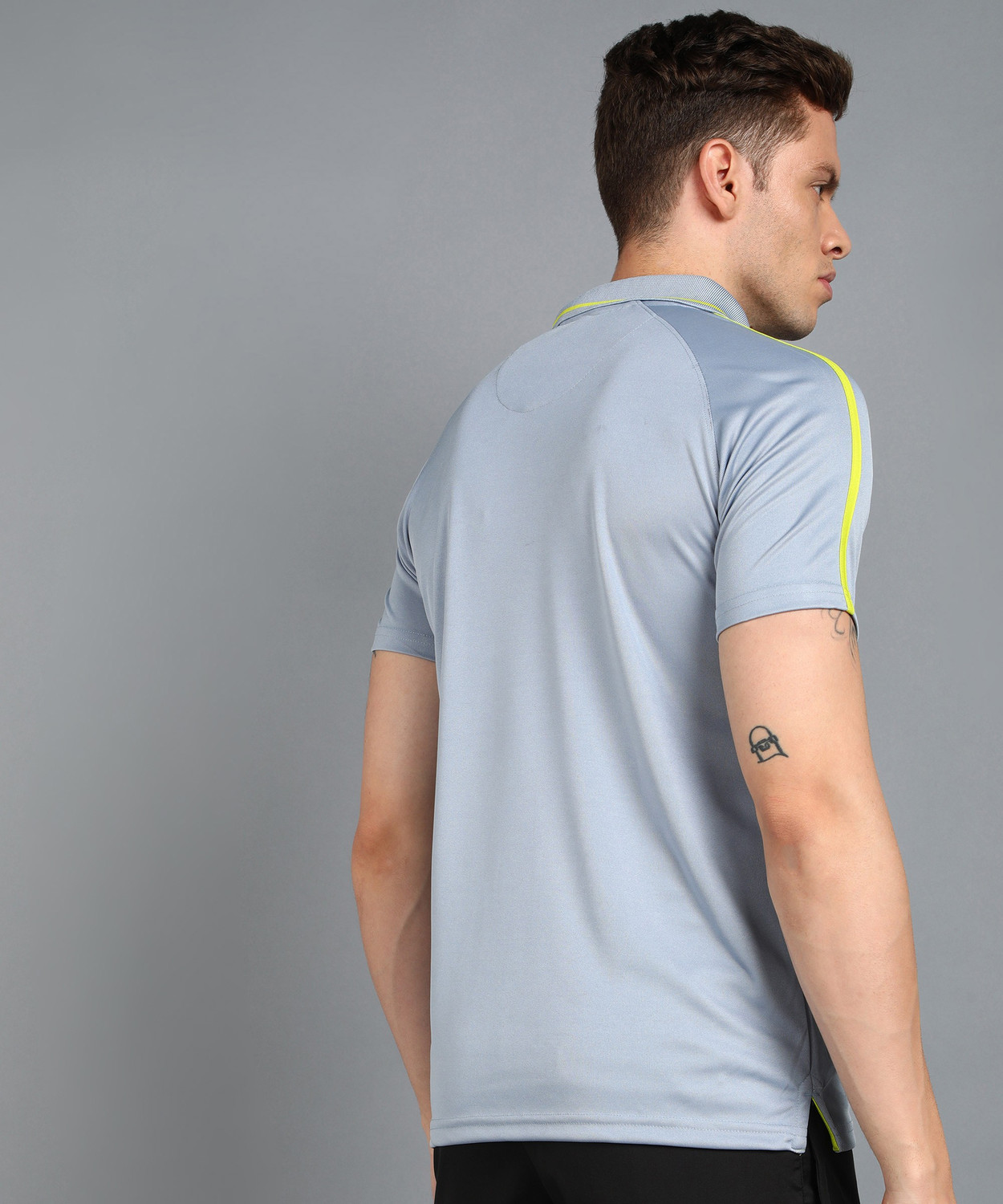 Image of Adrenex Solid Men Polo Neck Light Blue T-Shirt
