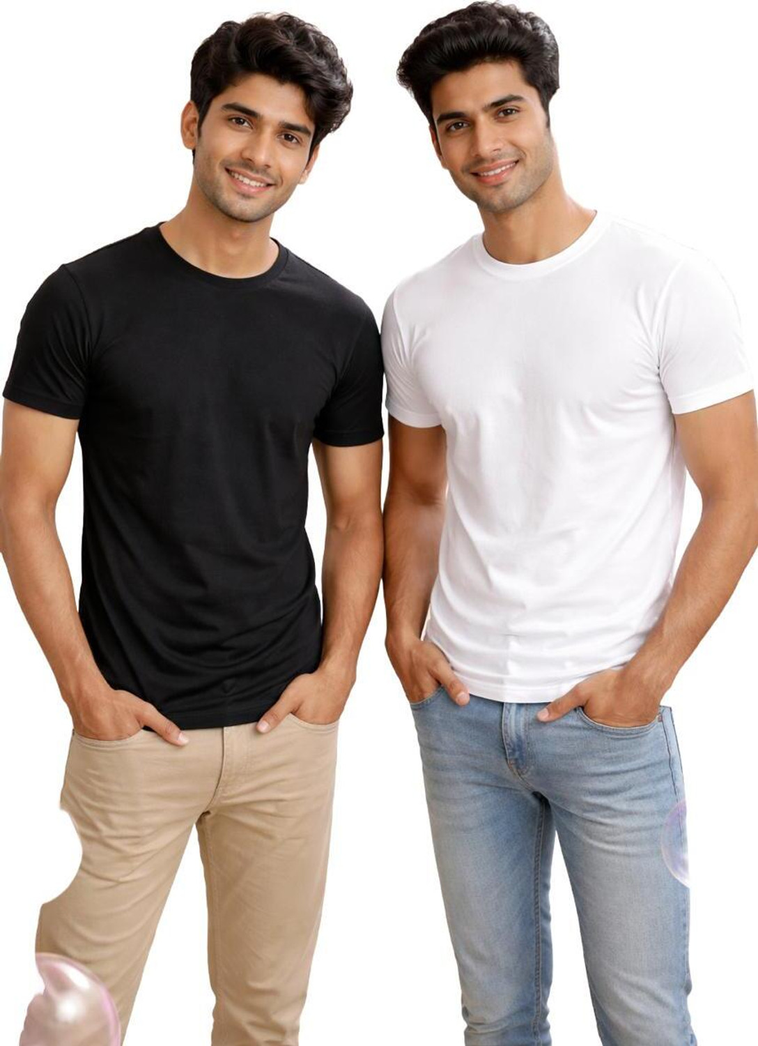 Image of LGGARMENTS Men Printed Round Neck Cotton Blend Black T-Shirt