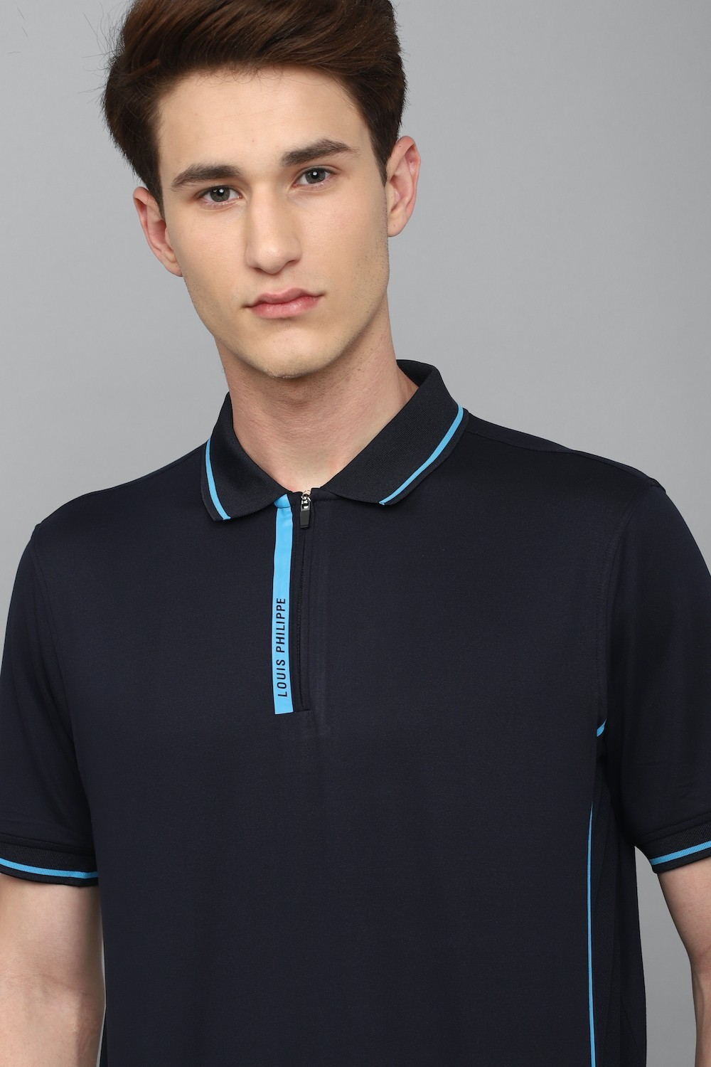 LOUIS PHILIPPE Solid Men Polo Neck Navy Blue T-Shirt - Price History
