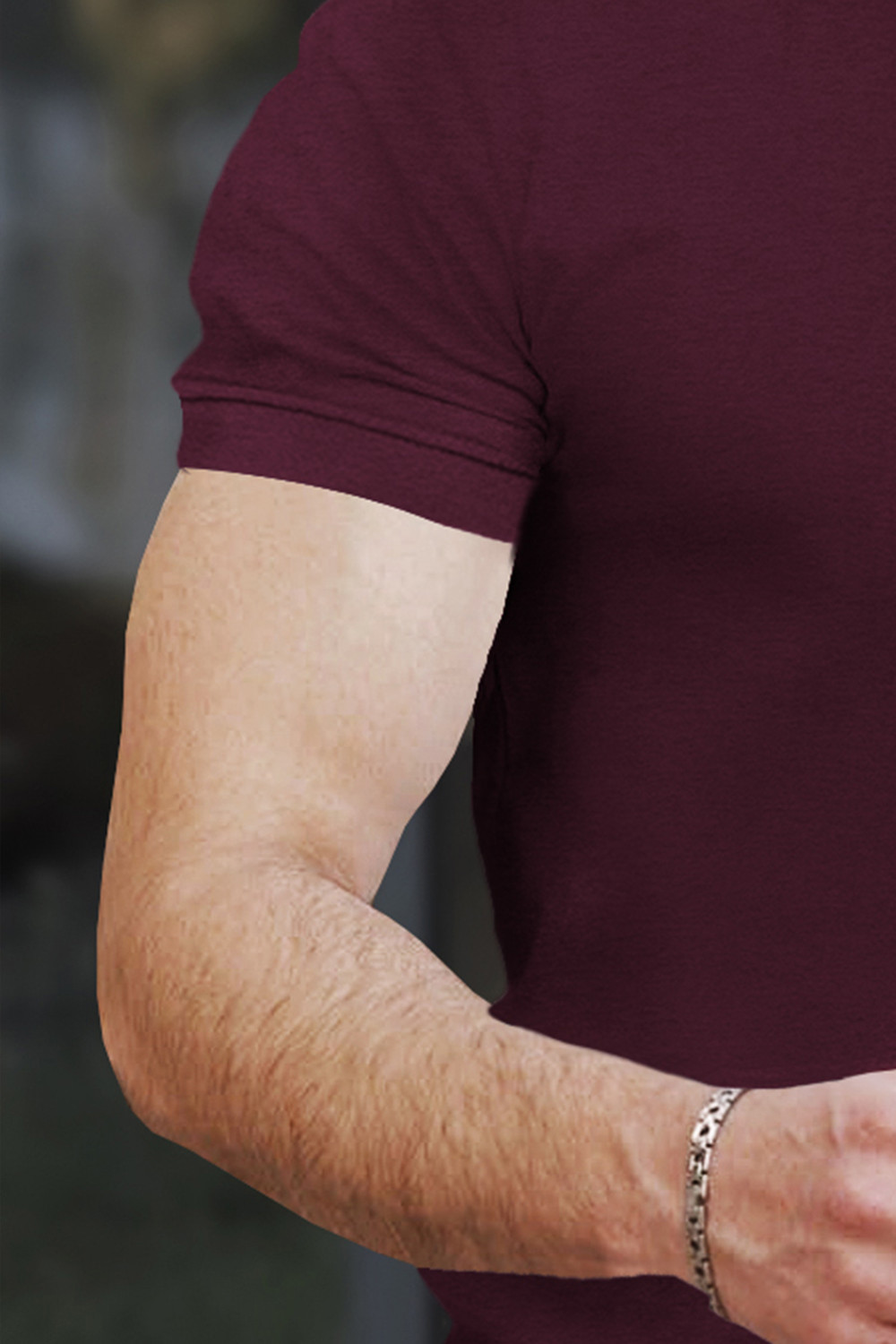 Image of TRIPR Men Solid Mandarin Collar Cotton Blend Maroon T-Shirt